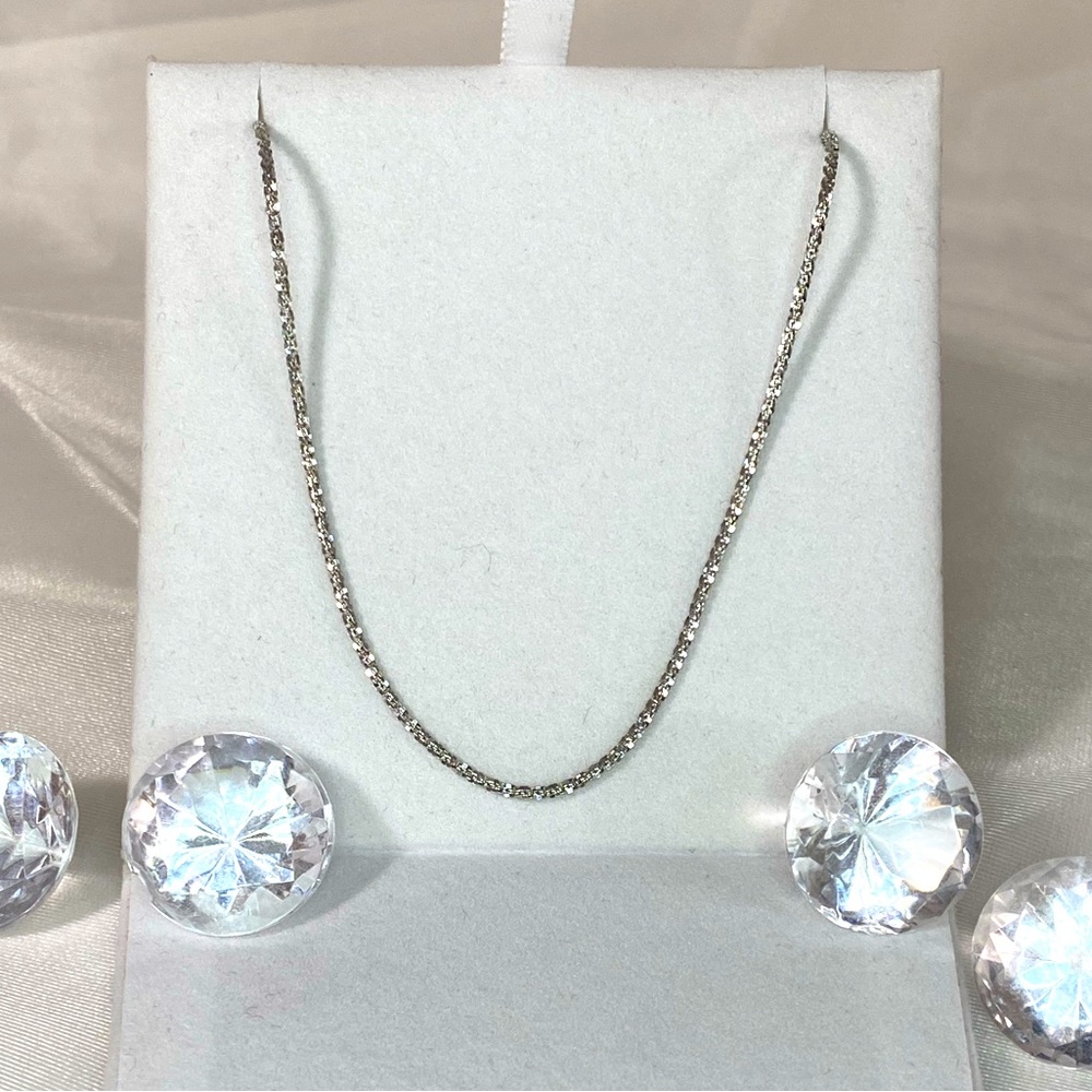 14K WHITE GOLD sparkle chain REAL GOLD 18”